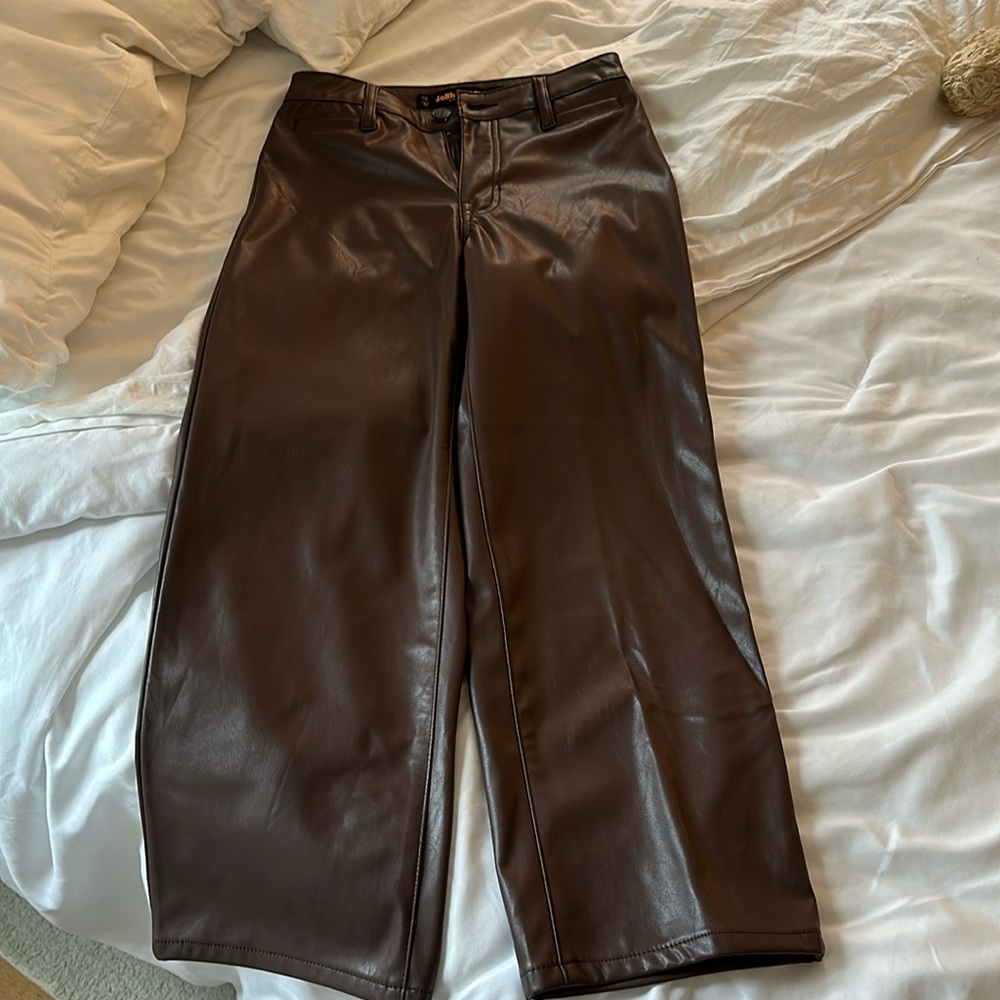 Brown leather pants- size 26